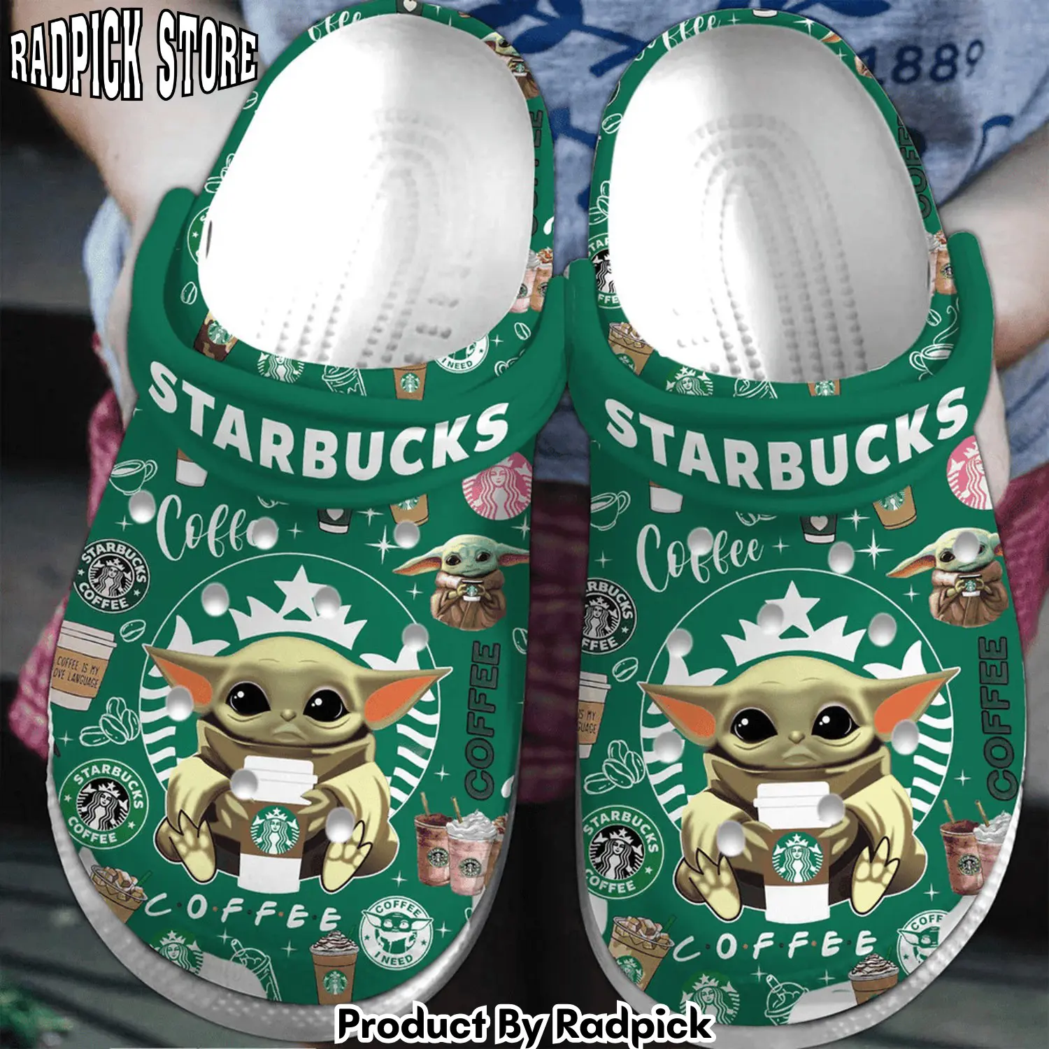 Radpick premium starbuck baby yoda drink clogs shoes comfortable for men women rp6522093